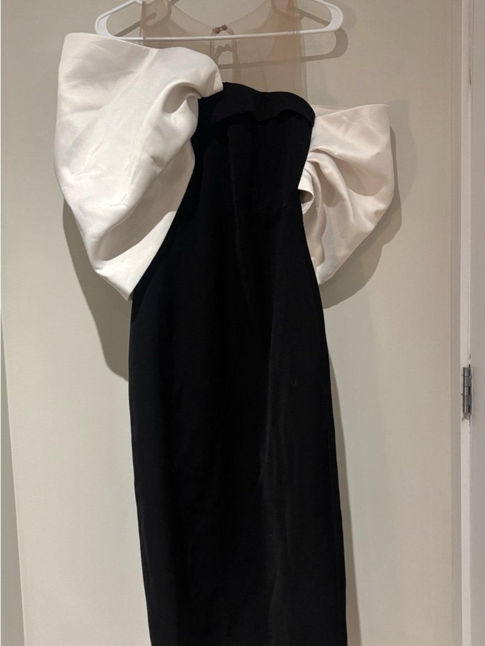 Black Dress with White Sculptural Bow